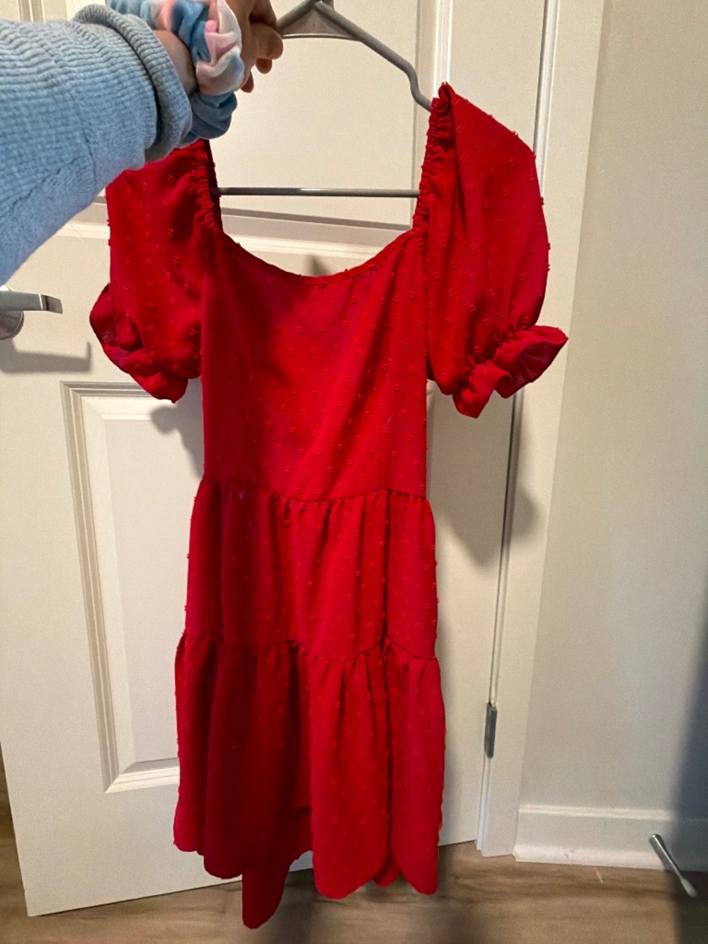 Open back tie red dress beautiful material